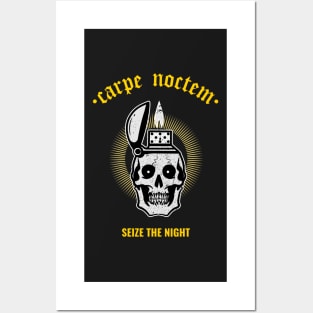 Carpe Noctem II - Seize The Night - Latin Quotes Phrase - Skull Art Posters and Art